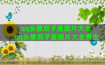 qq头像双子座图片大全 qq头像双子座图片大全男生